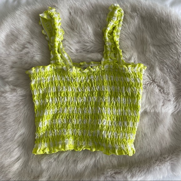 Miss Selfridge Bright Green/White Striped Crop Top - Picture 3 of 6